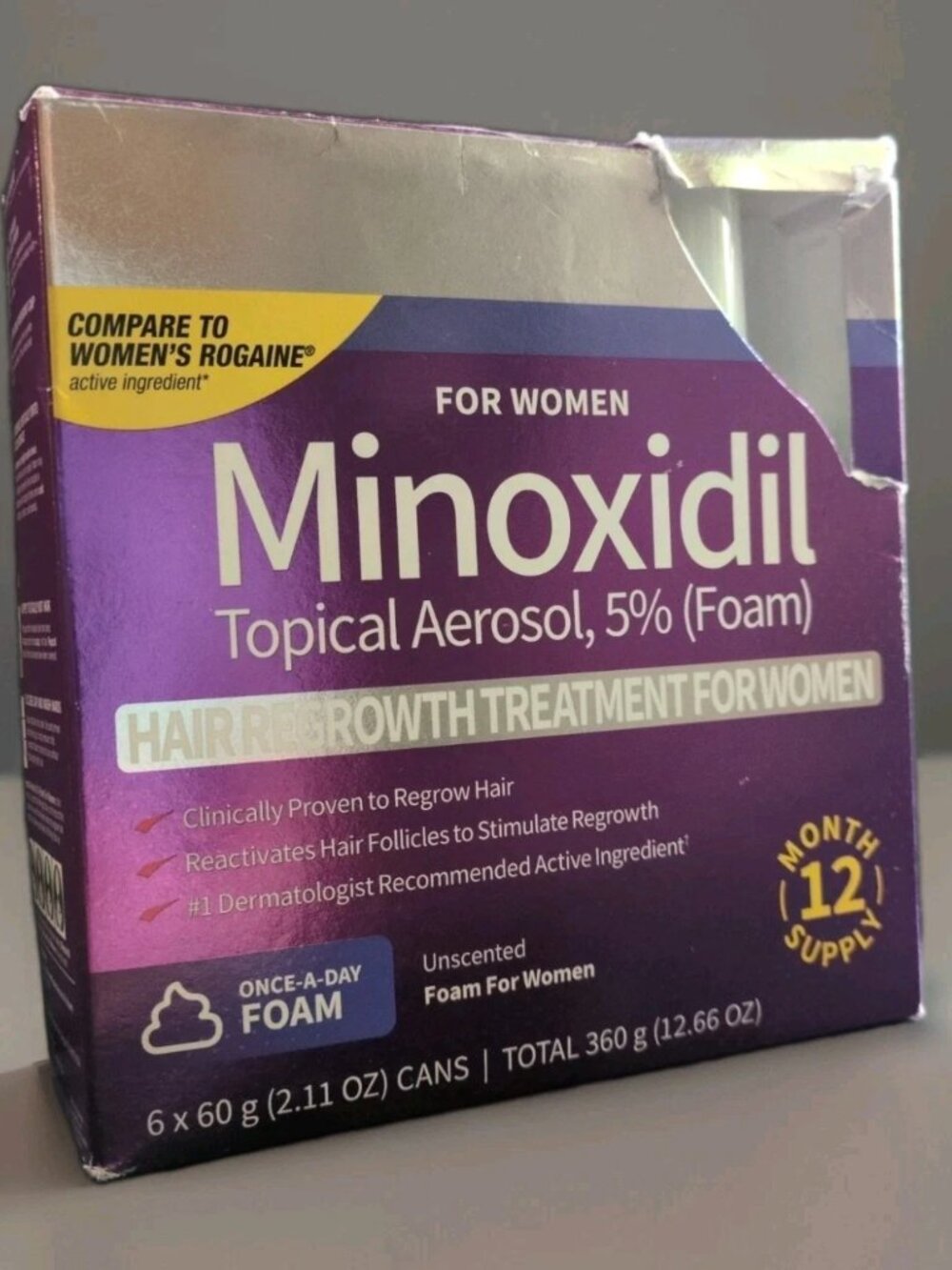 Minoxidil For Women 5% Foam Hair Growth Treatment 12 Month Supply - EXP May 2026
